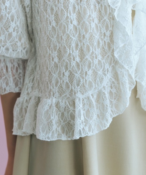 marun（マルン）の「＜大きいサイズ＞レースショートボレロ marun（カーディガン/ボレロ・レディース・ブラック/オフホワイト・L/LL/3L/4L/5L）」の14枚目の写真