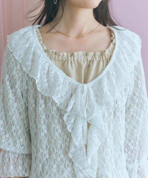 marun（マルン）の「＜大きいサイズ＞レースショートボレロ marun（カーディガン/ボレロ・レディース・ブラック/オフホワイト・L/LL/3L/4L/5L）」の11枚目の写真