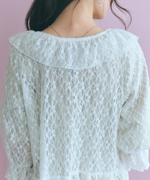 marun（マルン）の「＜大きいサイズ＞レースショートボレロ marun（カーディガン/ボレロ・レディース・ブラック/オフホワイト・L/LL/3L/4L/5L）」の12枚目の写真