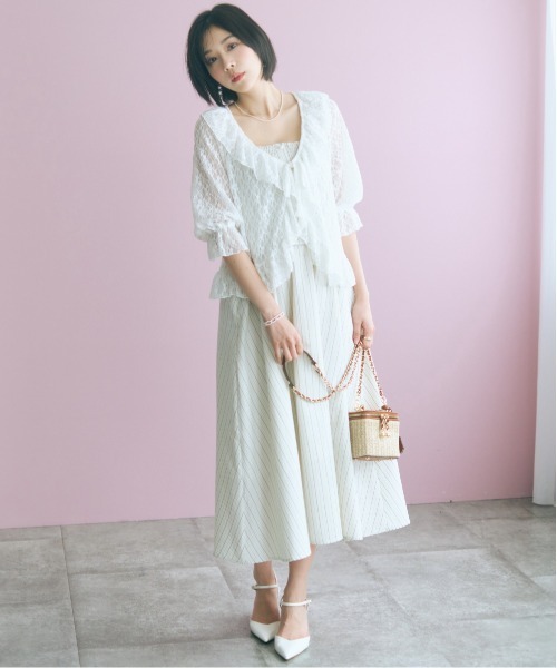 marun（マルン）の「＜大きいサイズ＞レースショートボレロ marun（カーディガン/ボレロ・レディース・ブラック/オフホワイト・L/LL/3L/4L/5L）」の5枚目の写真