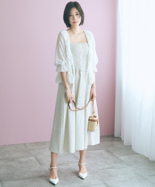 marun（マルン）の「＜大きいサイズ＞レースショートボレロ marun（カーディガン/ボレロ・レディース・ブラック/オフホワイト・L/LL/3L/4L/5L）」の6枚目の写真