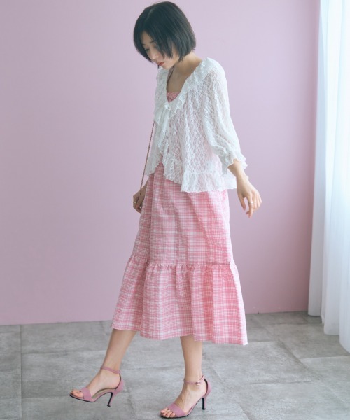 marun（マルン）の「＜大きいサイズ＞レースショートボレロ marun（カーディガン/ボレロ・レディース・ブラック/オフホワイト・L/LL/3L/4L/5L）」の7枚目の写真