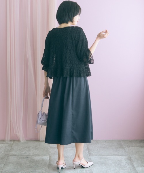 marun（マルン）の「＜大きいサイズ＞レースショートボレロ marun（カーディガン/ボレロ・レディース・ブラック/オフホワイト・L/LL/3L/4L/5L）」の10枚目の写真