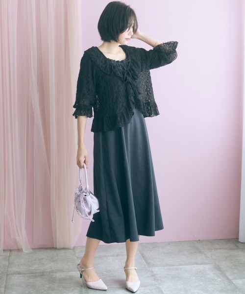 marun（マルン）の「＜大きいサイズ＞レースショートボレロ marun（カーディガン/ボレロ・レディース・ブラック/オフホワイト・L/LL/3L/4L/5L）」の9枚目の写真