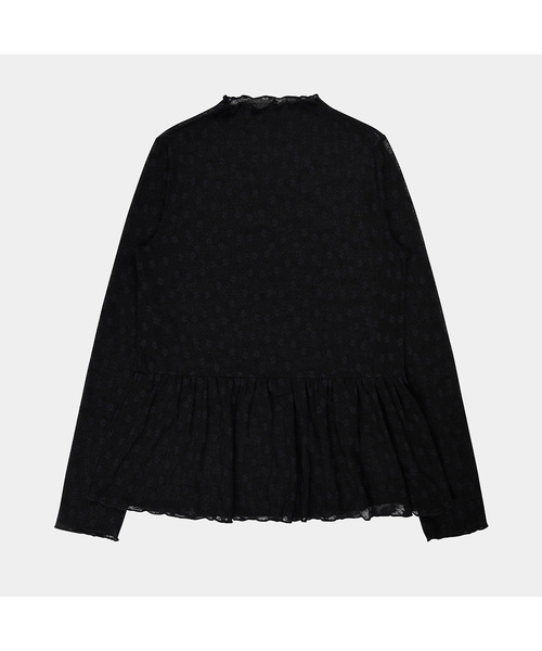 PIGMENT（ピグメント）の「[メッシュ]フラワーシャーリングTシャツ (KYTS2512055)（Tシャツ/カットソー・レディース・ホワイト/ブラック・FREE）」の2枚目の写真