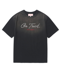 AECA（エイカ）の「ON TRACK EMBROIDERY WASHED HALF SLEEVE TEE-BLACK（Tシャツ/カットソー）」