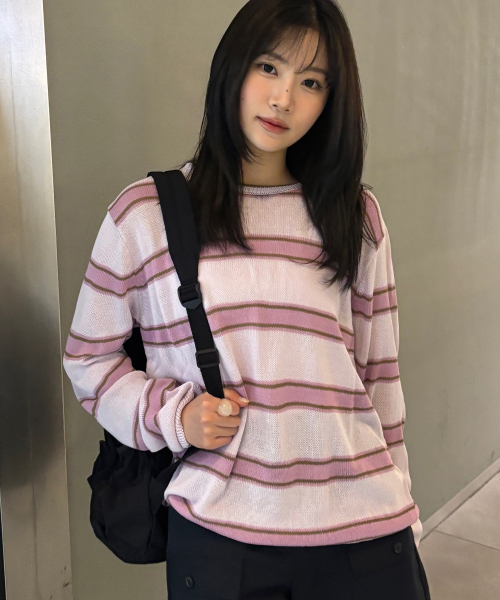 OURHOPE(アワーホープ)の「マイロシアーストライプニット - ピンク(ニット/セーター・レディース・PINK・ONE)」の2枚目の写真