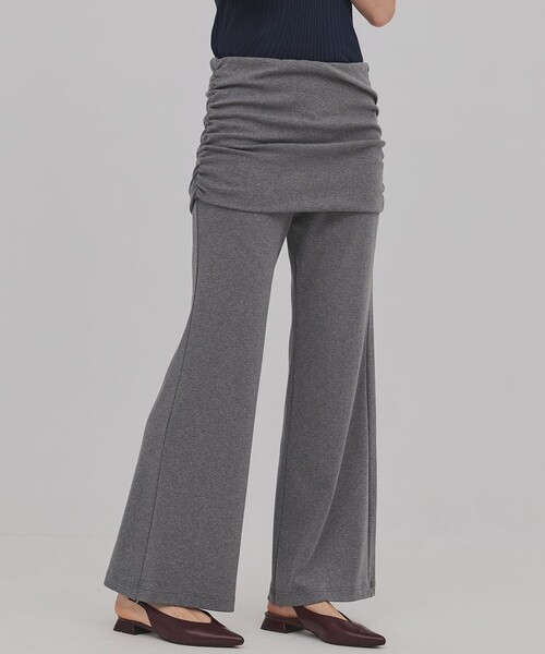 PUBLIC TOKYO（パブリックトウキョウ）の「【2026年春新作】ミニレイヤードフレアジャージーパンツ（その他パンツ・レディース・ネイビー/グレー・1/2）」の2枚目の写真