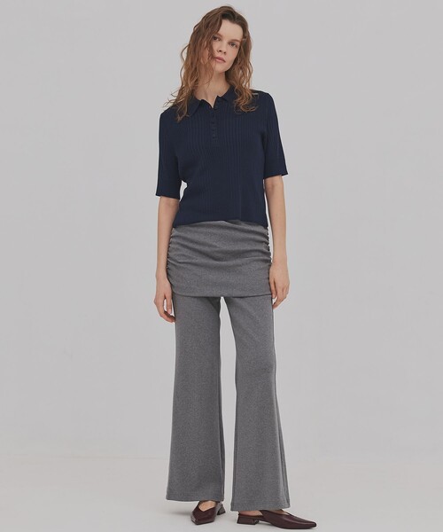 PUBLIC TOKYO（パブリックトウキョウ）の「【2026年春新作】ミニレイヤードフレアジャージーパンツ（その他パンツ・レディース・ネイビー/グレー・1/2）」の17枚目の写真