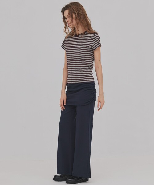 PUBLIC TOKYO（パブリックトウキョウ）の「【2026年春新作】ミニレイヤードフレアジャージーパンツ（その他パンツ・レディース・ネイビー/グレー・1/2）」の14枚目の写真