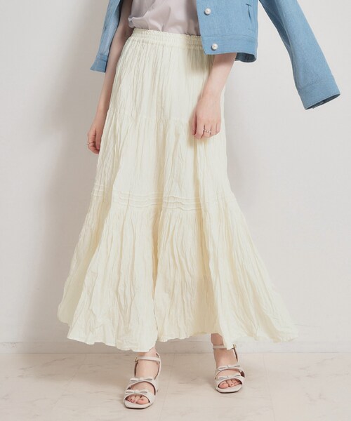 couture brooch(クチュールブローチ)の「綿ローンティアードスカート(スカート・レディース・ホワイト/ブラック・38/40)」の1枚目の写真