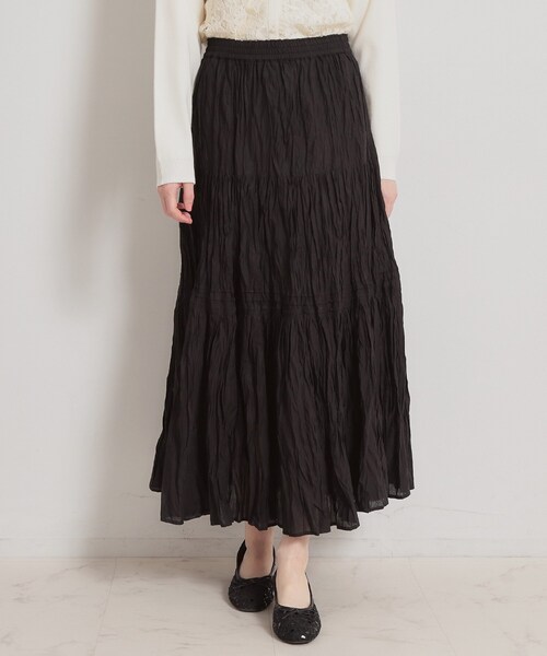 couture brooch(クチュールブローチ)の「綿ローンティアードスカート(スカート・レディース・ホワイト/ブラック・38/40)」の2枚目の写真