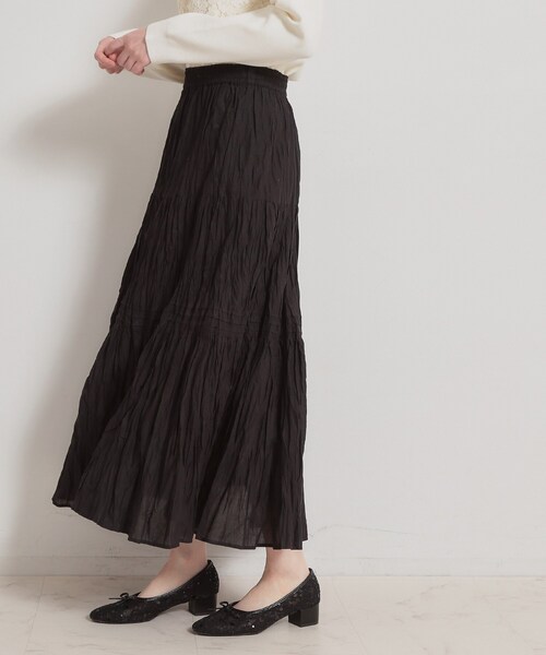 couture brooch(クチュールブローチ)の「綿ローンティアードスカート(スカート・レディース・ホワイト/ブラック・38/40)」の3枚目の写真