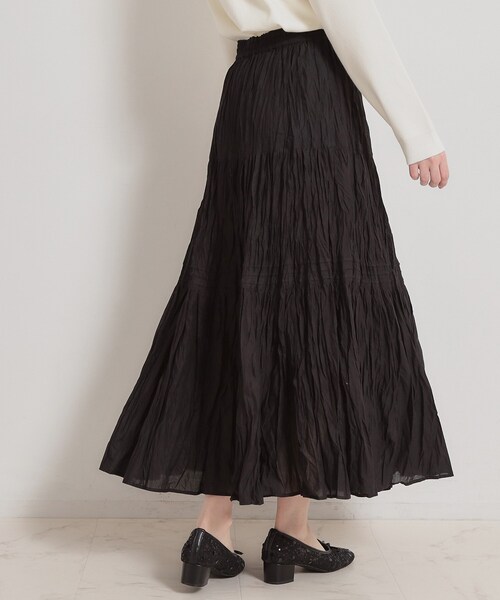 couture brooch(クチュールブローチ)の「綿ローンティアードスカート(スカート・レディース・ホワイト/ブラック・38/40)」の4枚目の写真