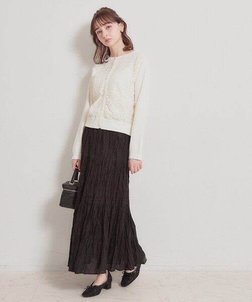 couture brooch(クチュールブローチ)の「綿ローンティアードスカート(スカート・レディース・ホワイト/ブラック・38/40)」の5枚目の写真