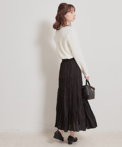 couture brooch(クチュールブローチ)の「綿ローンティアードスカート(スカート・レディース・ホワイト/ブラック・38/40)」の7枚目の写真