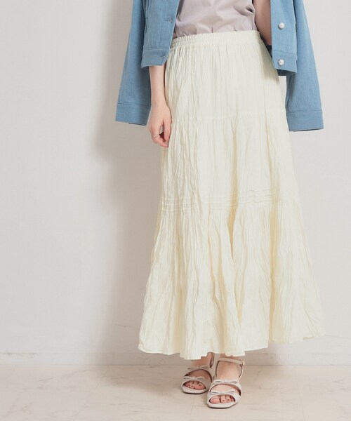 couture brooch(クチュールブローチ)の「綿ローンティアードスカート(スカート・レディース・ホワイト/ブラック・38/40)」の9枚目の写真