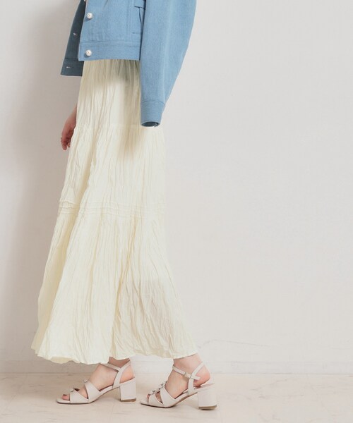 couture brooch(クチュールブローチ)の「綿ローンティアードスカート(スカート・レディース・ホワイト/ブラック・38/40)」の10枚目の写真