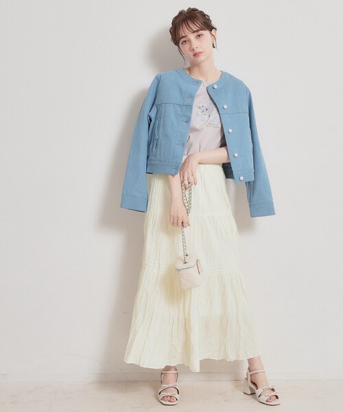 couture brooch(クチュールブローチ)の「綿ローンティアードスカート(スカート・レディース・ホワイト/ブラック・38/40)」の12枚目の写真