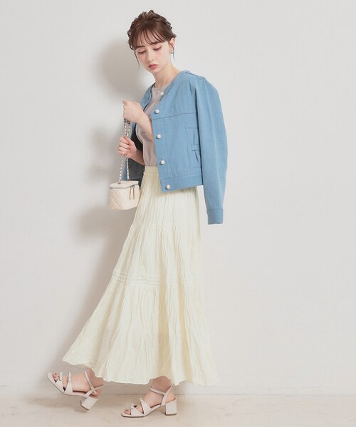 couture brooch(クチュールブローチ)の「綿ローンティアードスカート(スカート・レディース・ホワイト/ブラック・38/40)」の13枚目の写真