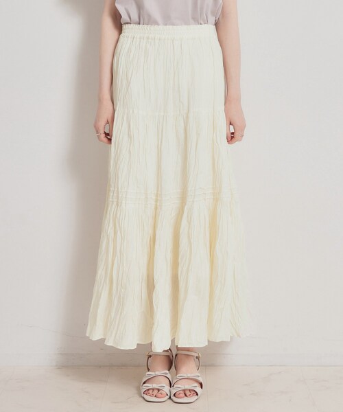 couture brooch(クチュールブローチ)の「綿ローンティアードスカート(スカート・レディース・ホワイト/ブラック・38/40)」の16枚目の写真