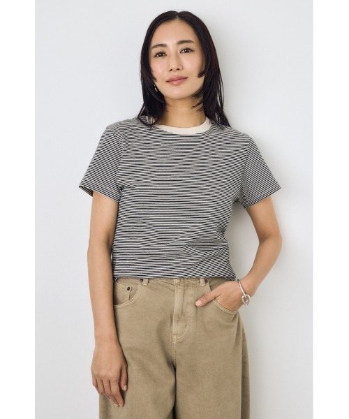 AZUL by moussy(アズールバイマウジー)の「ミニボーダーTシャツ(Tシャツ/カットソー・レディース・ホワイト系その他/ブラウン系その他/ブルー系その他3・SMALL/MEDIUM)」の5枚目の写真