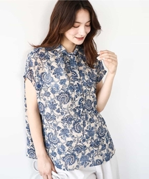 MK MICHEL KLEIN（エムケーミッシェルクラン）の「[洗える]前後2way/更紗プリント花柄シフォンブラウス（シャツ/ブラウス）」