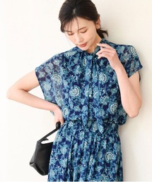MK MICHEL KLEIN（エムケーミッシェルクラン）の「[洗える]前後2way/更紗プリント花柄シフォンブラウス（シャツ/ブラウス）」