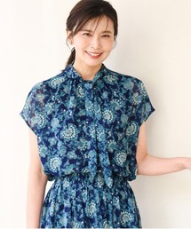 MK MICHEL KLEIN（エムケーミッシェルクラン）の「[洗える]前後2way/更紗プリント花柄シフォンブラウス（シャツ/ブラウス）」