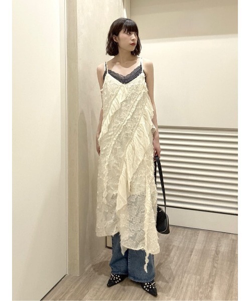 SLY(スライ)の「RANDOM FRILL CAMI OP ランダムフリルキャミワンピース 春服 夏服(ワンピース・レディース・ブラック/アイボリー・1/2)」の17枚目の写真