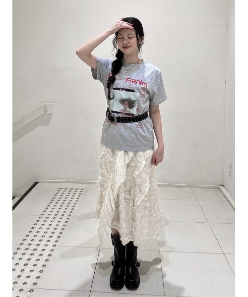 SLY(スライ)の「RANDOM FRILL CAMI OP ランダムフリルキャミワンピース 春服 夏服(ワンピース・レディース・ブラック/アイボリー・1/2)」の19枚目の写真
