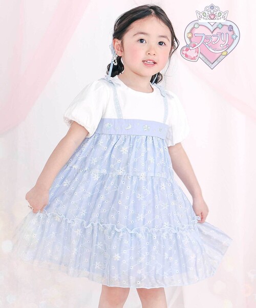 SLAP SLIP（スラップスリップ）の「【スラプリ】花柄シフォンレースリボンワンピース(80~130cm)（ワンピース・キッズ・ピンク系その他/ブルー系その他・90cm/80ｃｍ/130cm/110cm/100cm/120cm）」の2枚目の写真