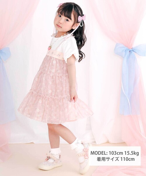 SLAP SLIP（スラップスリップ）の「【スラプリ】花柄シフォンレースリボンワンピース(80~130cm)（ワンピース・キッズ・ピンク系その他/ブルー系その他・90cm/80ｃｍ/130cm/110cm/100cm/120cm）」の3枚目の写真