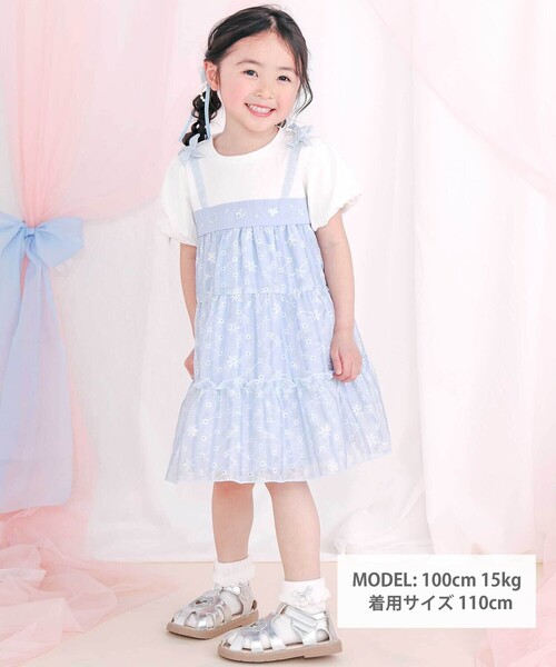 SLAP SLIP（スラップスリップ）の「【スラプリ】花柄シフォンレースリボンワンピース(80~130cm)（ワンピース・キッズ・ピンク系その他/ブルー系その他・90cm/80ｃｍ/130cm/110cm/100cm/120cm）」の5枚目の写真