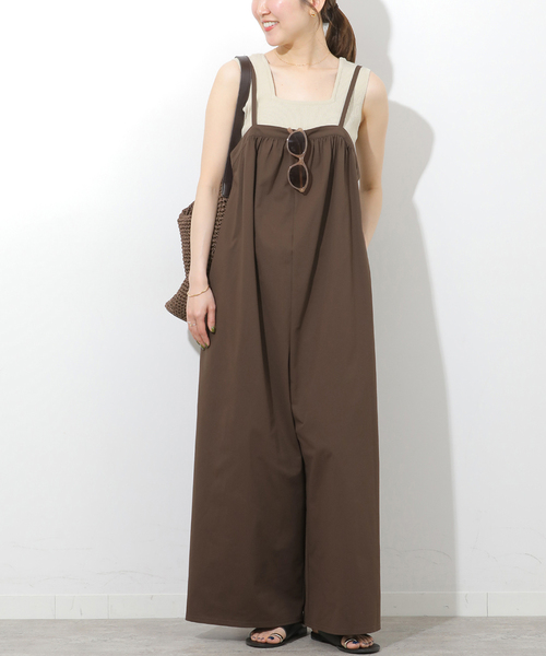 JOURNAL STANDARD relume(ジャーナルスタンダード レリューム)の「ジャージーギャザーサロペット(サロペット/オーバーオール・レディース・ブラック/ブラウン・FREE)」の2枚目の写真