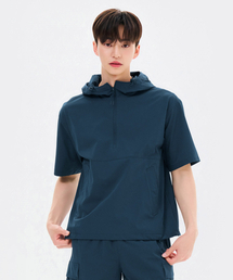 共用クールストレッチフードアノラック半袖Tシャツ-FBRU5825D0N