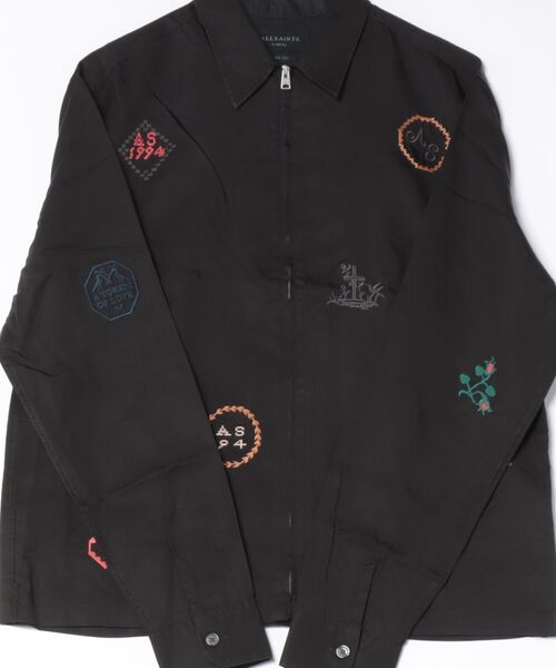 ALLSAINTS（オールセインツ）の「LAUREL LONG SLEEVE EMBROIDERED ZIP UP SHIRT | LAUREL 長袖 刺繍 ジップアップ シャツ（シャツ/ブラウス・メンズ・ブラック系その他・S/M/L/XS）」の3枚目の写真