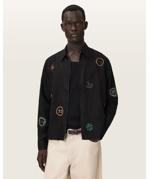 ALLSAINTS（オールセインツ）の「LAUREL LONG SLEEVE EMBROIDERED ZIP UP SHIRT | LAUREL 長袖 刺繍 ジップアップ シャツ（シャツ/ブラウス・メンズ・ブラック系その他・S/M/L/XS）」の5枚目の写真