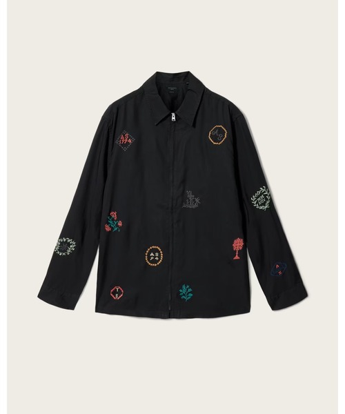 ALLSAINTS（オールセインツ）の「LAUREL LONG SLEEVE EMBROIDERED ZIP UP SHIRT | LAUREL 長袖 刺繍 ジップアップ シャツ（シャツ/ブラウス・メンズ・ブラック系その他・S/M/L/XS）」の9枚目の写真