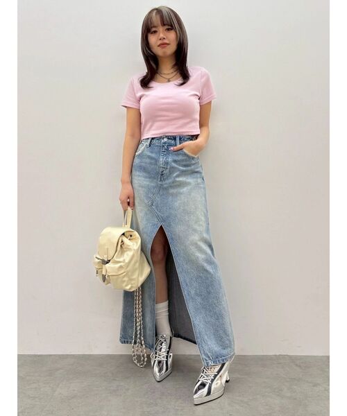EVRIS（エヴリス）の「レースグラフィックロングデニムスカート（デニムスカート・レディース・ブルー/ブラック・MEDIUM/SMALL）」の11枚目の写真