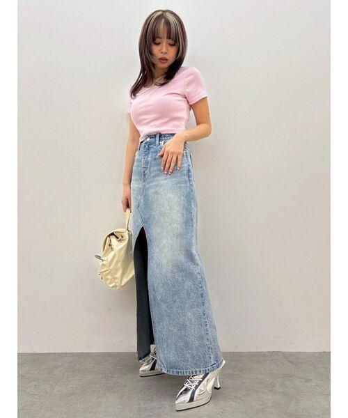EVRIS（エヴリス）の「レースグラフィックロングデニムスカート（デニムスカート・レディース・ブルー/ブラック・MEDIUM/SMALL）」の12枚目の写真