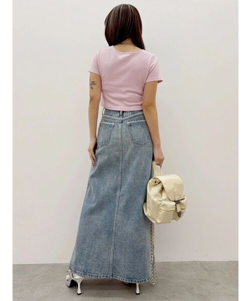 EVRIS（エヴリス）の「レースグラフィックロングデニムスカート（デニムスカート・レディース・ブルー/ブラック・MEDIUM/SMALL）」の14枚目の写真