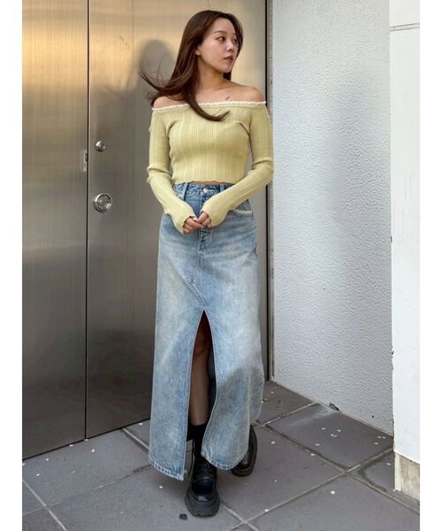 EVRIS（エヴリス）の「レースグラフィックロングデニムスカート（デニムスカート・レディース・ブルー/ブラック・MEDIUM/SMALL）」の16枚目の写真