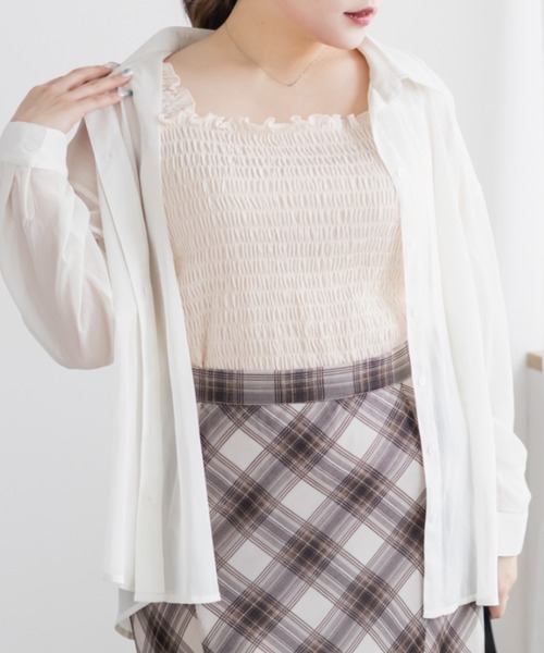 CLETTE(クレット)の「CLETTEオリジナルシャーリングタンクトップ(タンクトップ・レディース・アイボリー/ブラック・LL/4L/3L)」の3枚目の写真