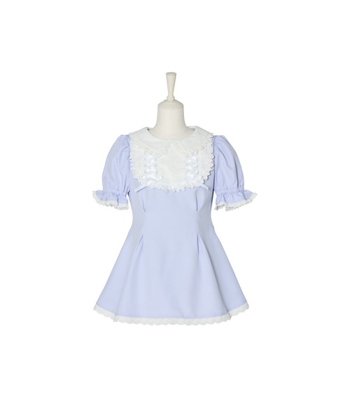 mellfy memory(メルフィーメモリー)の「Twin lace-up ribbon tunic(ワンピース・レディース・ブルー/ピンク・FREE)」の1枚目の写真