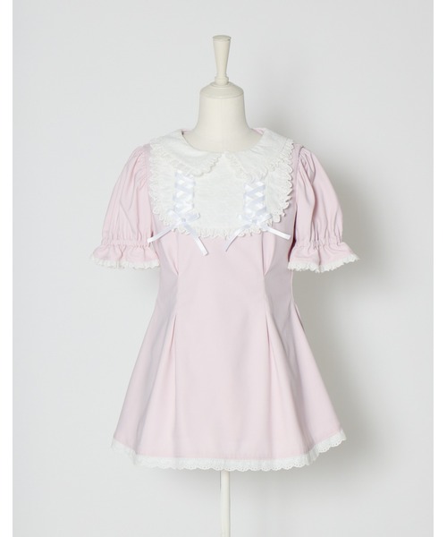 mellfy memory(メルフィーメモリー)の「Twin lace-up ribbon tunic(ワンピース・レディース・ブルー/ピンク・FREE)」の4枚目の写真