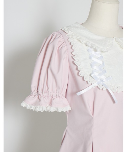 mellfy memory(メルフィーメモリー)の「Twin lace-up ribbon tunic(ワンピース・レディース・ブルー/ピンク・FREE)」の8枚目の写真
