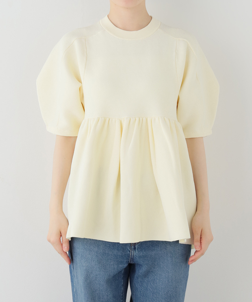 セール】CLANE/クラネ PEPLUM HALF SLEEVE KNIT TOPS 10106-2133