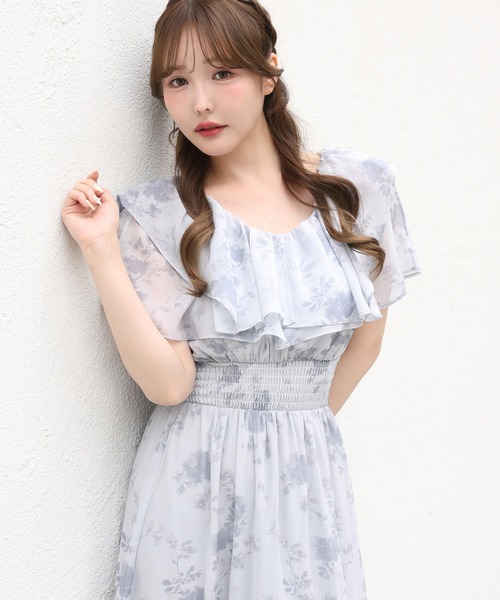 one after another NICE CLAUP(ワンアフターアナザーナイスクラップ)の「アレンジスリーブフリルロングワンピース(ワンピース・レディース・ブルー系その他/ドット/チェック・FREE)」の12枚目の写真