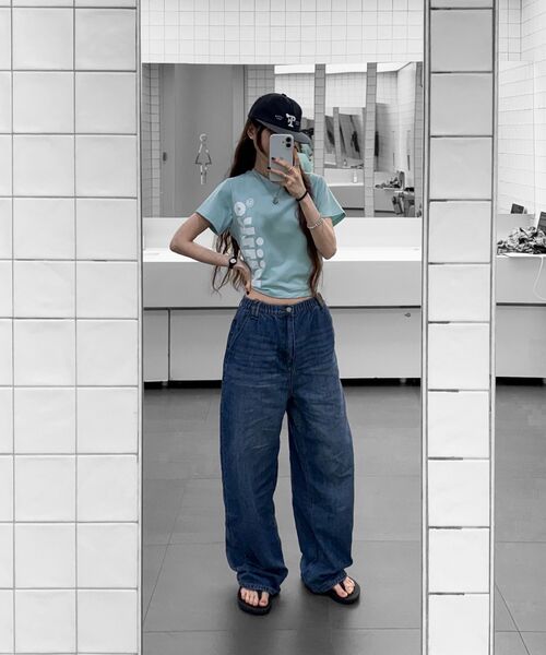KIJIKO（キジコ）の「ke406. Kijiko Big Logo Semi-Crop Tee Mint（Tシャツ/カットソー・レディース・ミント・FREE）」の11枚目の写真
